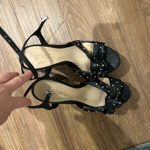 SCHUTZ Black Studded Women's Sandals